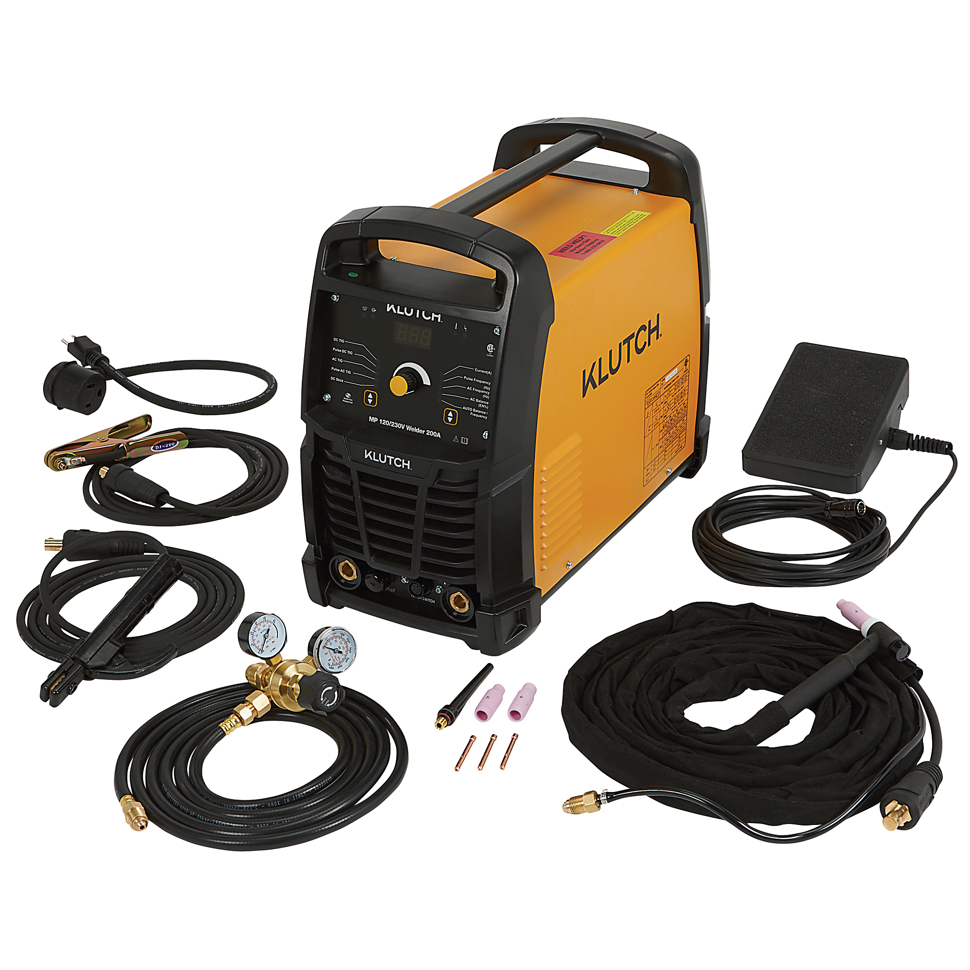 Klutch Dual-Voltage AC/DC TIG/Stick Welder with Inverter Technology, 120/230 Volts, 200 Amp Max.